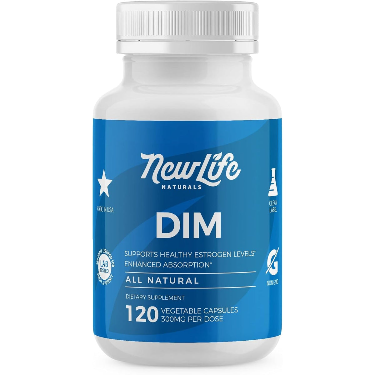 Newlife Naturals DIM Supplement 300Mg, Women & Men - Hormonal Acne and Balance, Estrogen, Menopause Support - 120 Day Supply