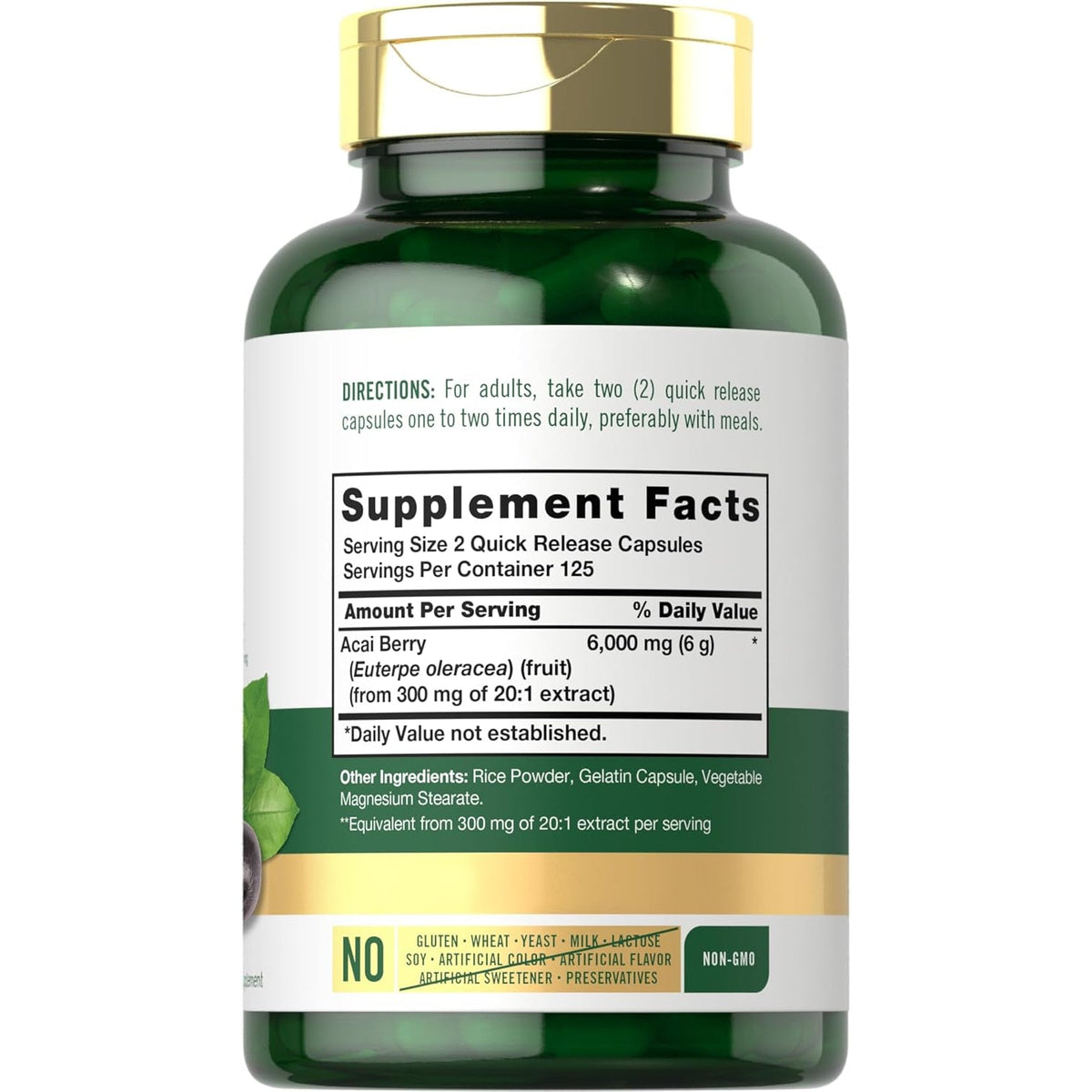 Carlyle Acai Berry Supplement | 250 Capsules | Traditional Herbal Extract | Non-Gmo & Gluten Free
