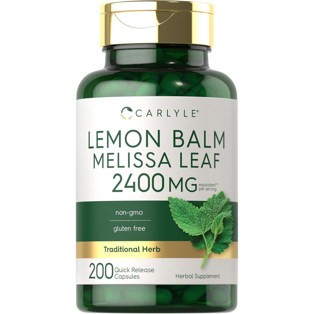 Carlyle Lemon Balm Capsules | 200 Count | Non-Gmo and Gluten Free Formula | Melissa Leaf Traditional Herbal Supplement | Super Concentrated Extract