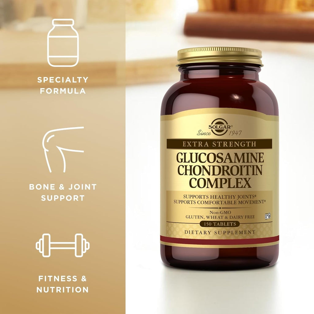 Solgar Extra Strength Glucosamine Chondroitin Complex - 150 Tablets - Supports Healthy Joints & Comfortable Movement - Non-Gmo, Gluten Free, Dairy Free - 50 Servings
