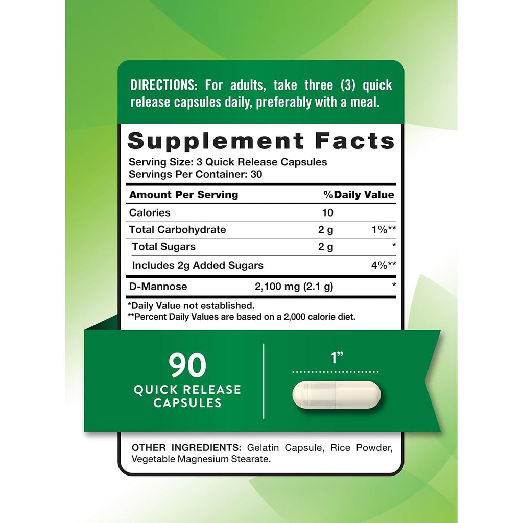 Nature'S Truth D-Mannose Pills | 2100Mg | 90 Capsules | Non-Gmo & Gluten Free Supplement