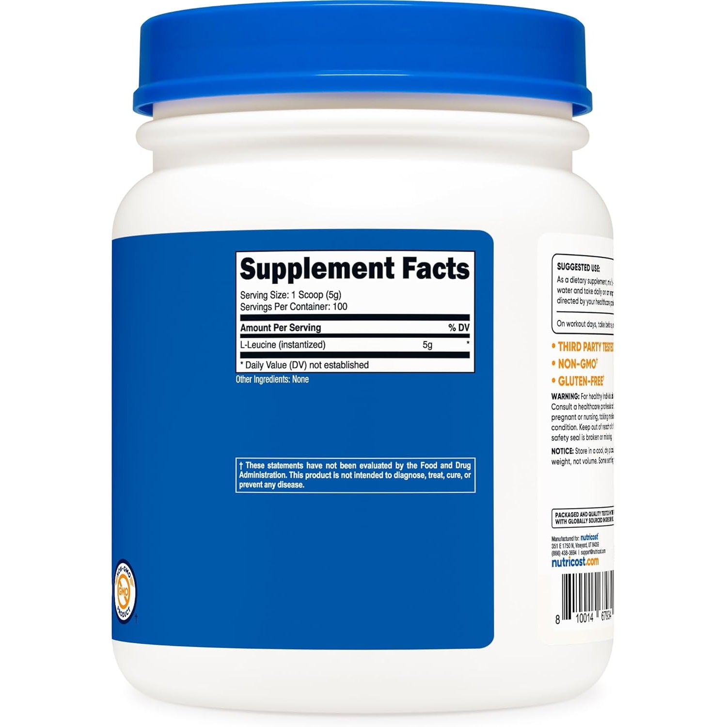 Nutricost Pure L-Leucine Powder 500 Grams