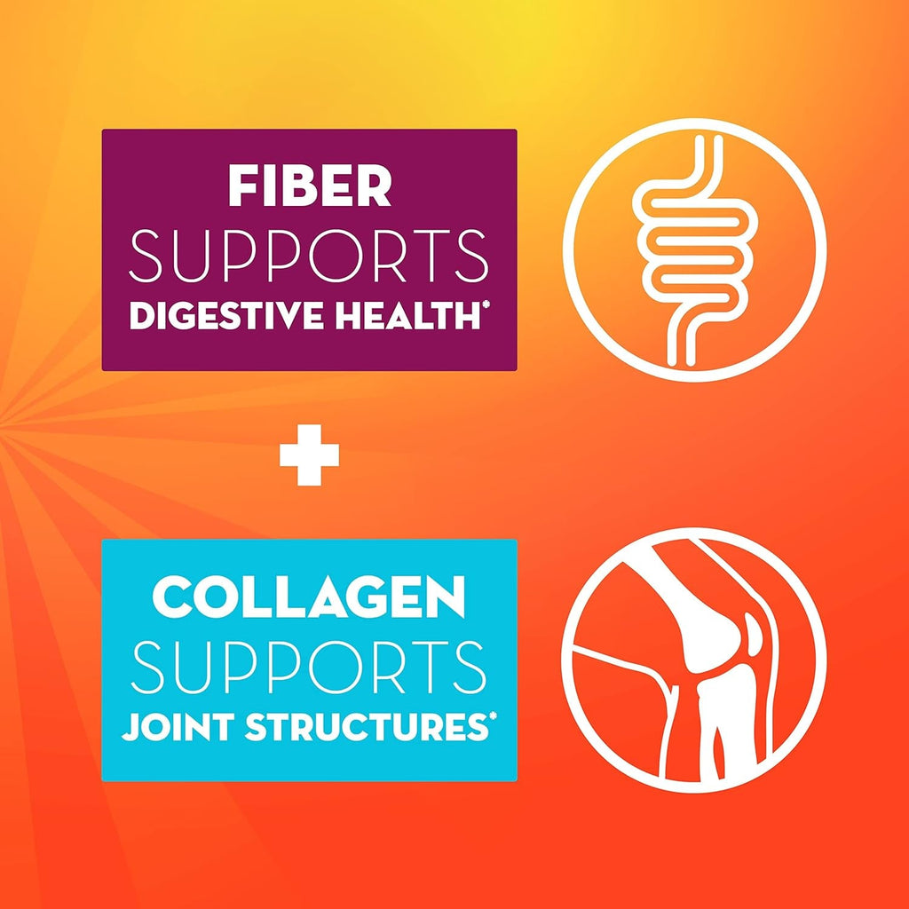 Metamucil Daily Fiber + Collagen, Psyllium Husk Powder, Plant Based Fiber Supplement, Sugar-Free with Stevia, 3-In-1 Fiber Supplement for Digestive Health, Orange Flavored, 90 Doses