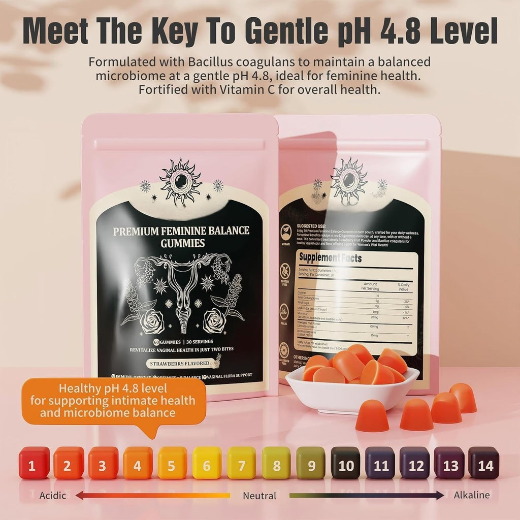 NIUSISE Feminine Balance Gummies, Premium Balance Supplement for Women PH Health, Immune Support, Vegan, Gluten-Free - Hawaiian Pineapple - 120 Gummies - 60 Servings 2 Pack.
