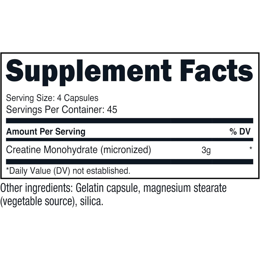 Nutricost Creatine Monohydrate 3,000Mg, 180 Capsules (750Mg per Capsule) - Gluten Free, Non-Gmo