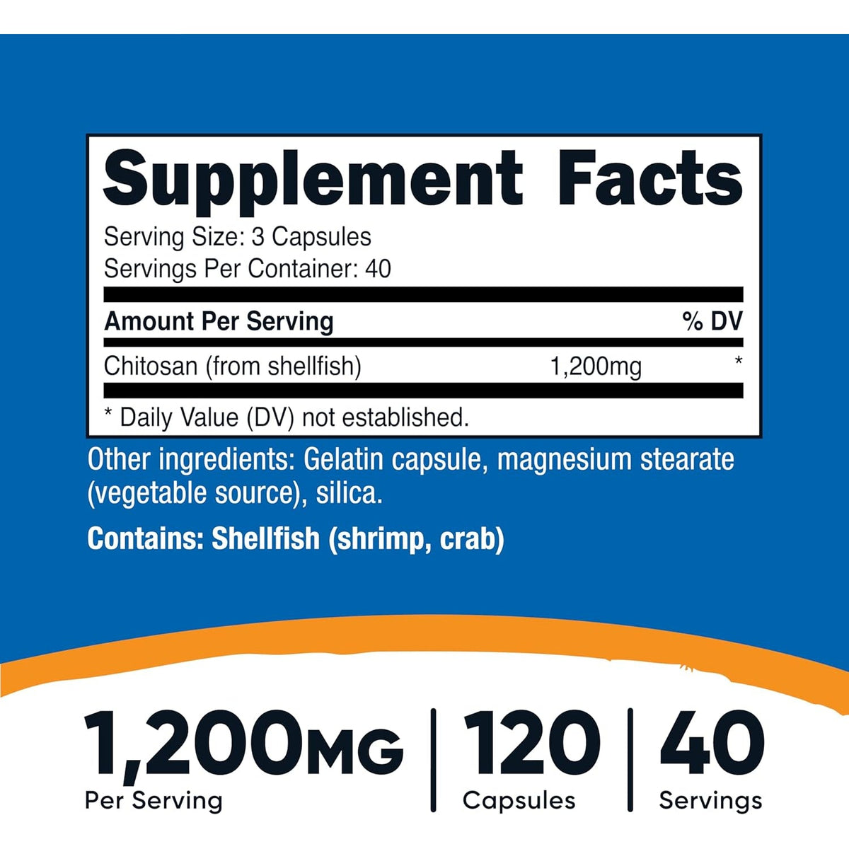 Nutricost Chitosan Supplement (1,200Mg) 120 Capsules - Gmo-Free, Gluten-Free, 40 Servings