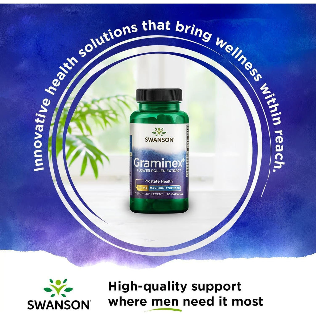 Swanson Graminex Flower Pollen Extract - Men'S Health Supplement to Support Prostate, Kidney, Bladder & Urinary Tract Health* - Non-Gmo - 60 Capsules
