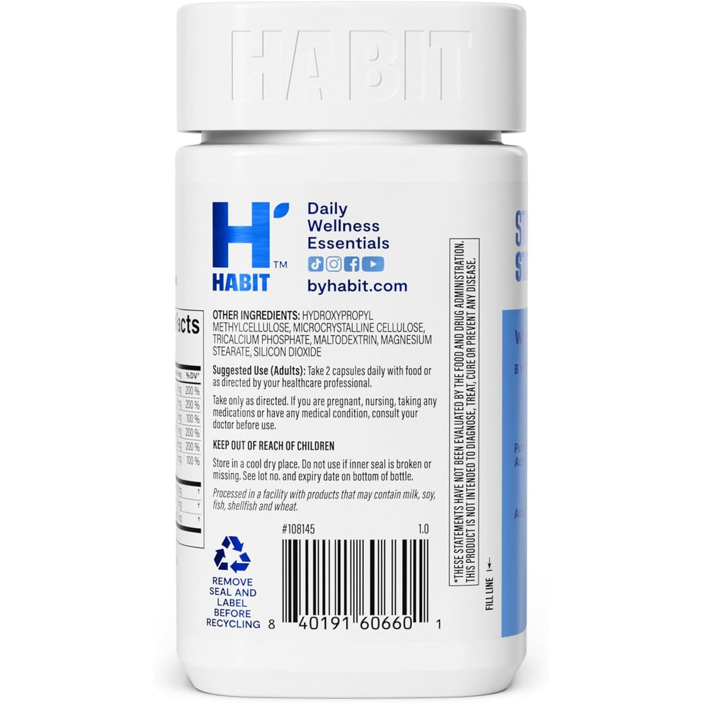 Habit Stress Relief Supplement (60 Capsules) - New Look, Supports Relaxation & Mood Balance, Vitamin B, Adaptogens, Lemon Balm, Calming, Vegan, Non-Gmo (1 Pack)