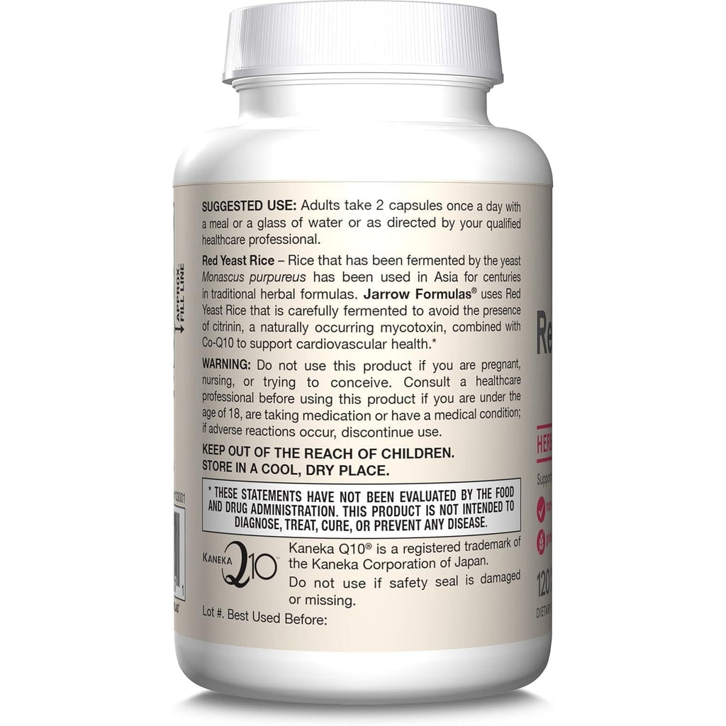 Jarrow Formulas Red Yeast Rice 1200 Mg & Coq10 100 Mg per Serving - 120 Veggie Caps, 60 Servings - Herbal Heart Health Dietary Supplement - Supports Cellular Health - Vegan (Pack of 2)