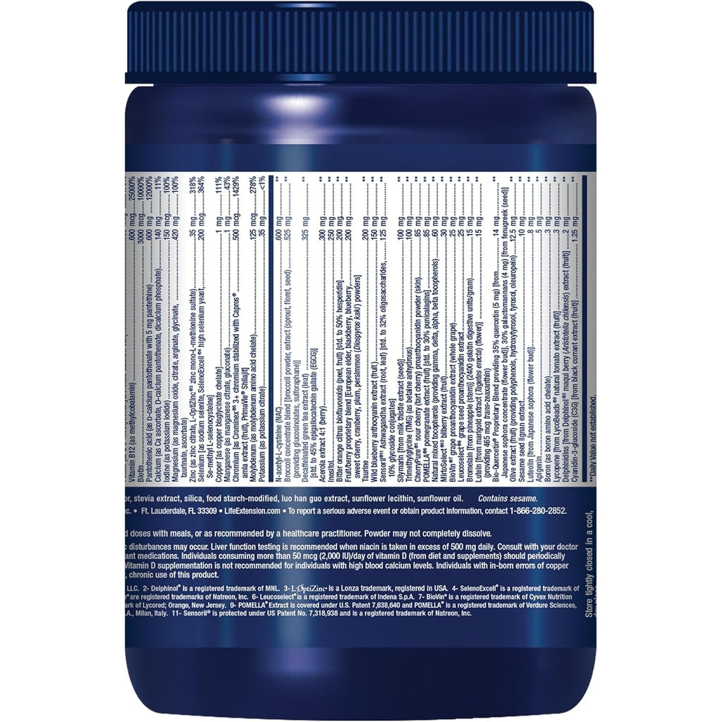 Life Extension Mix™ Powder, High Potency, Advanced Vitamin, Mineral, Fruit & Vegetable Formula, Vitamin B, C, D, E, Magnesium, for Whole-Body Health, Healthy Aging, Gluten-Free, 12.70 Oz