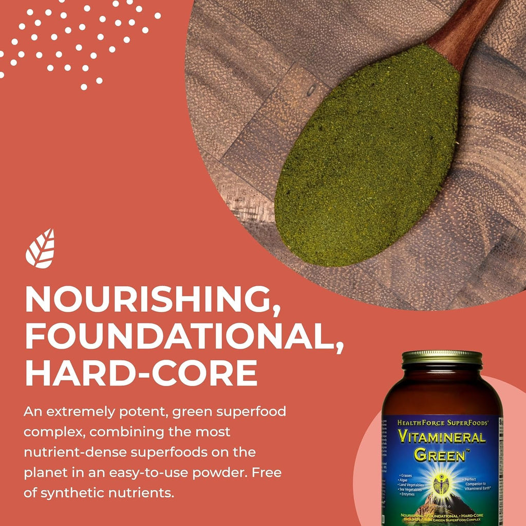 HEALTHFORCE SUPERFOODS Vitamineral Green - Mineral Supplement for Immune & Thyroid Support - Green Powder Supplement with Ingredients from the Land - Gluten-Free & Vegan - 500 Grams