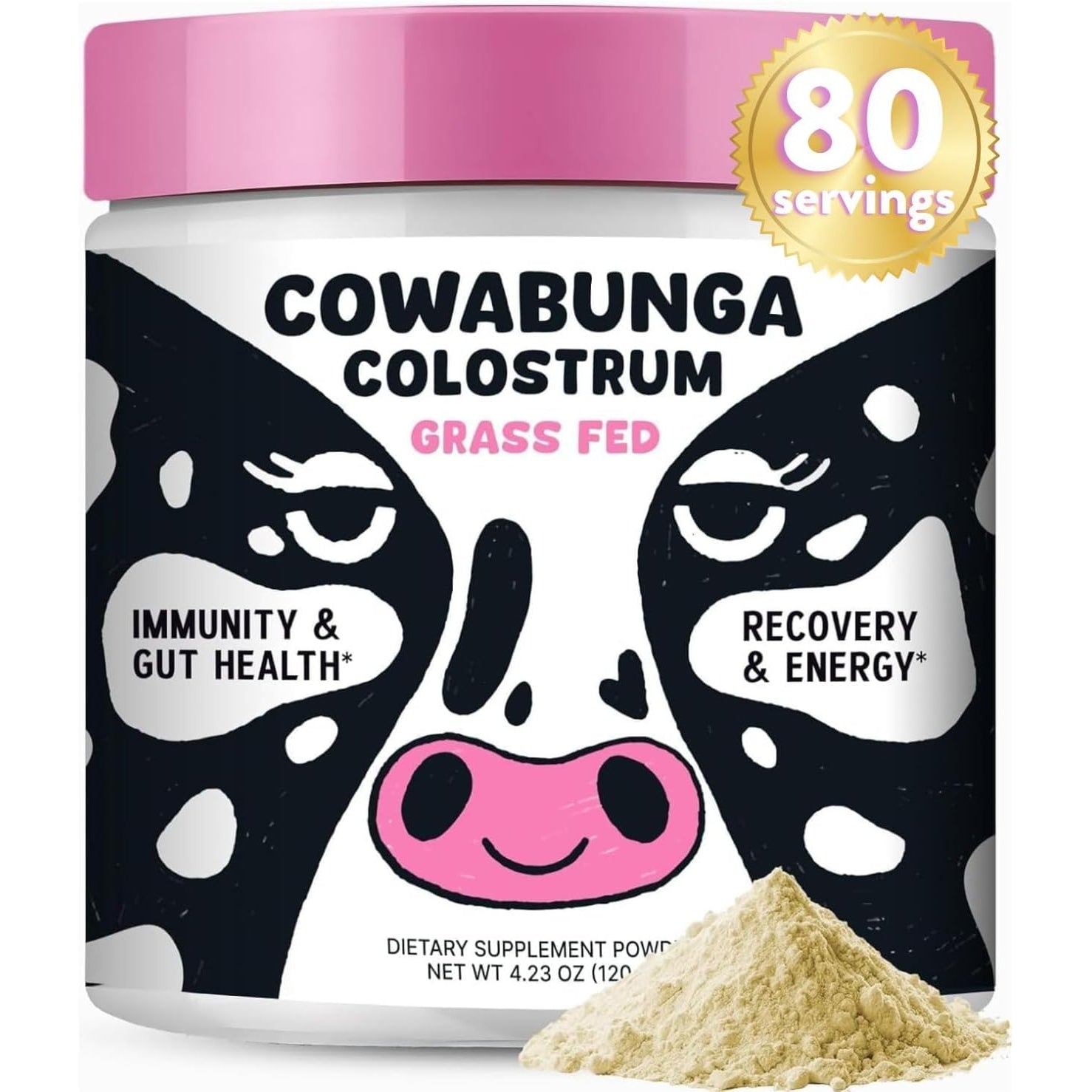 Sonohealth Cowabunga Colostrum - Premium, Pure & Unaltered Colostrum Powder Supplement - for Immune Support, Gut Health, Muscle Recovery & Wellness - Kosher & Halal Certified Calostro