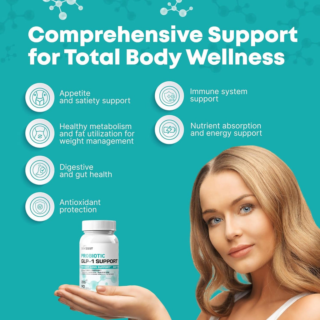 GLP-1 Support Probiotic Weight Loss Support Supplement with Berberine - Women Men - Natural Daily Oral GLP1 Support Appetite Suppressant Hunger Control Metabolism Fat Burn & Gut Health