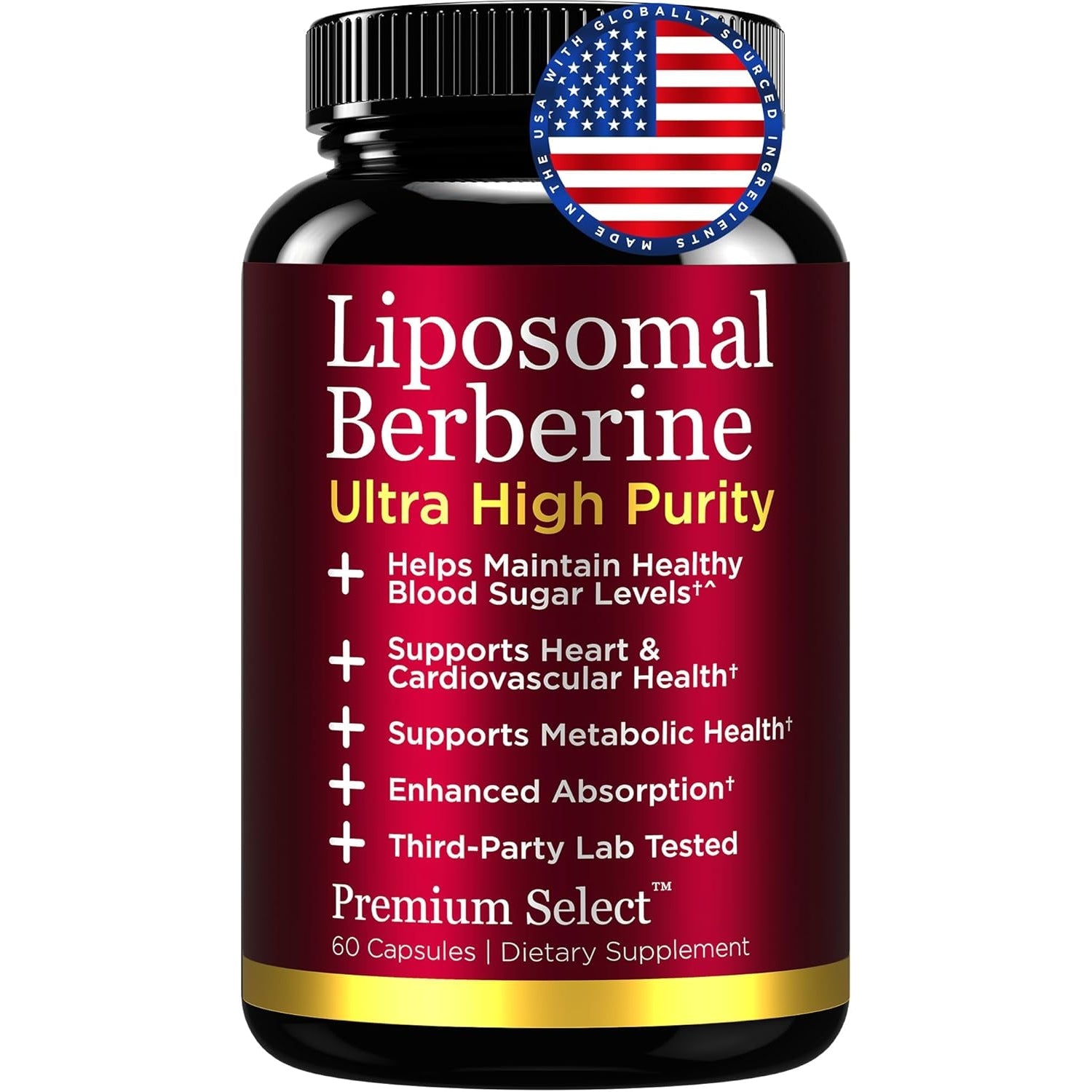 Liposomal Berberine HCL Capsules Supplement for Men and Women - 60 Capsules, 30 Servings - Third Party Tested, Made in USA