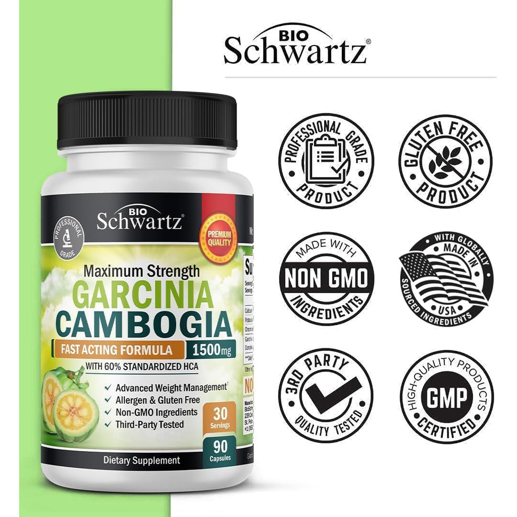 Garcinia Cambogia Weight Loss Pills - 1500Mg HCA Pure Extract - Fast Acting Appetite Suppressant - Fat Burner for Women and Men to Help Lose Weight - Carb Blocker Metabolism Diet Pill - 90 Capsules