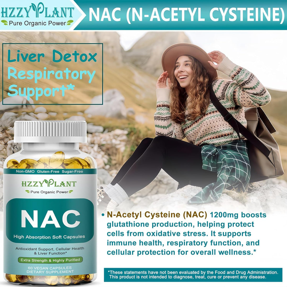 NAC Supplement - NAC Softgels for Antioxidant, Immune, Respiratory, Liver Health Support - High Absorption NAC Supplement N Acetyl Cysteine 1200Mg - Non-Gmo, Gluten-Free, Vegan - 2 Month Supply