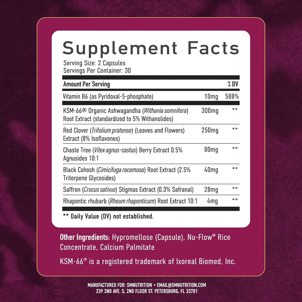 Perimenopause Support for Women Supplement | Hormone Balance, Mood, Sleep, Cycle Regularity & Cooling Support | Black Cohosh, Vitex, Saffron | Peri Menopause Supplements for Women | Non-Gmo | 60 Ct