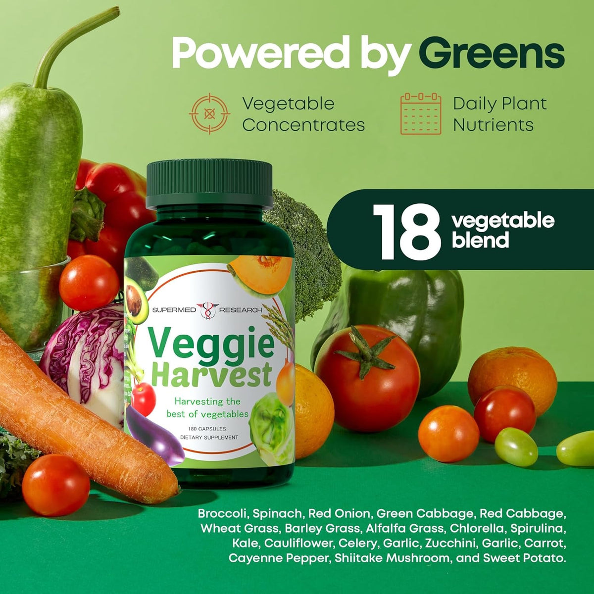 Fruits and Vegetables Supplements – 2 Pack Combination Fruit & Veggies Supplement – Whole Food Vitamins & Minerals for Adults – Superfood Veggie Vitamins for Adults (180 X 2, 360 Ct)