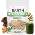 Organic Earth Irish Sea Moss Powder 8Oz - Wildcrafted Sea Moss Organic with Bladderwrack & Burdock Root Powder - Thyroid, Digestion Support & Healthy Skin - USDA Certified Organic