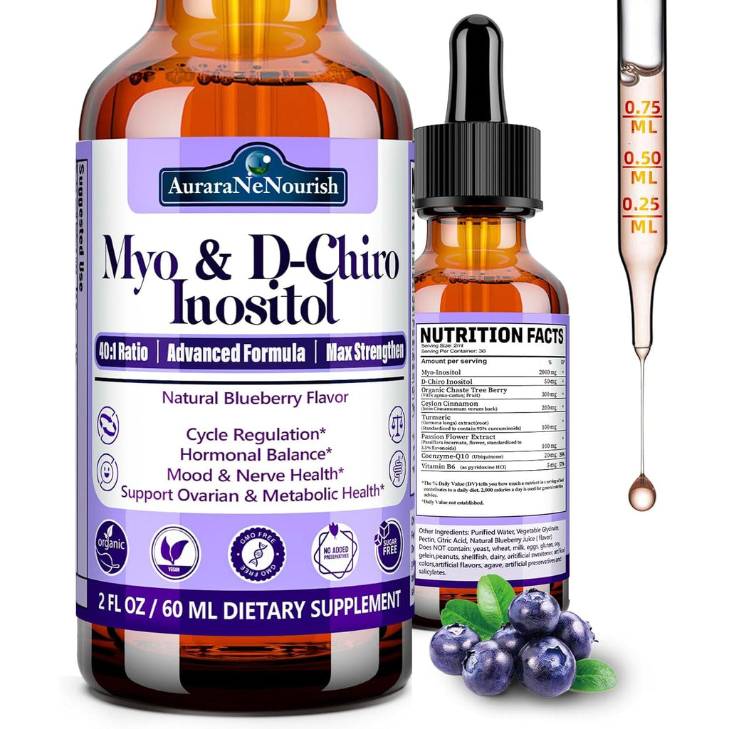 Myo-Inositol & D-Chiro Inositol Supplement for Women, 40:1 Ratio Support Hormone Balance & Ovarian W. Organic Chaste Tree Berry, Ceylon Cinnamon for Healthy Cycle Regulation, Mood, Nerve