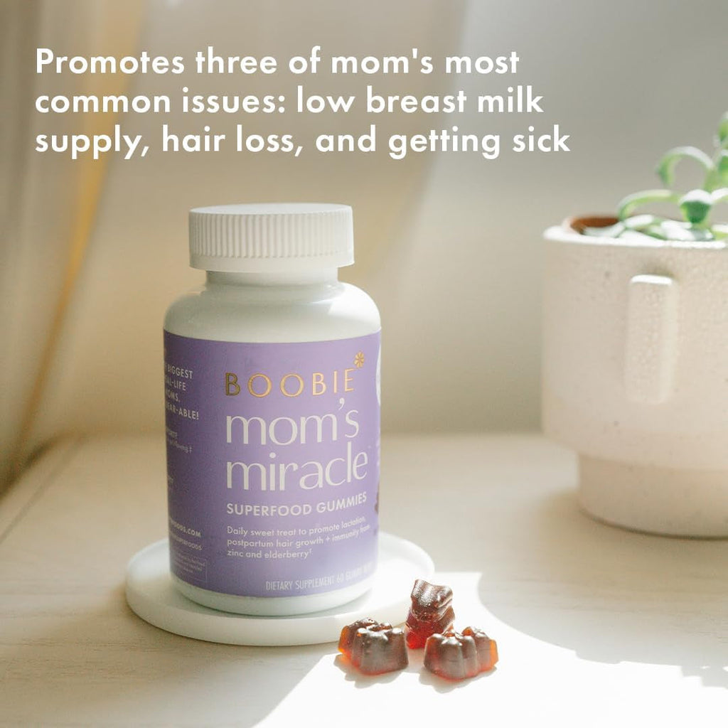 Boobie Bears Lactation Support Gummies | Helps as Milk Supply Booster & Supports Immune Health & Hair Growth | Breastfeeding Supplements with Zinc & Elderberry for Milk Supply Increase, 60 Count