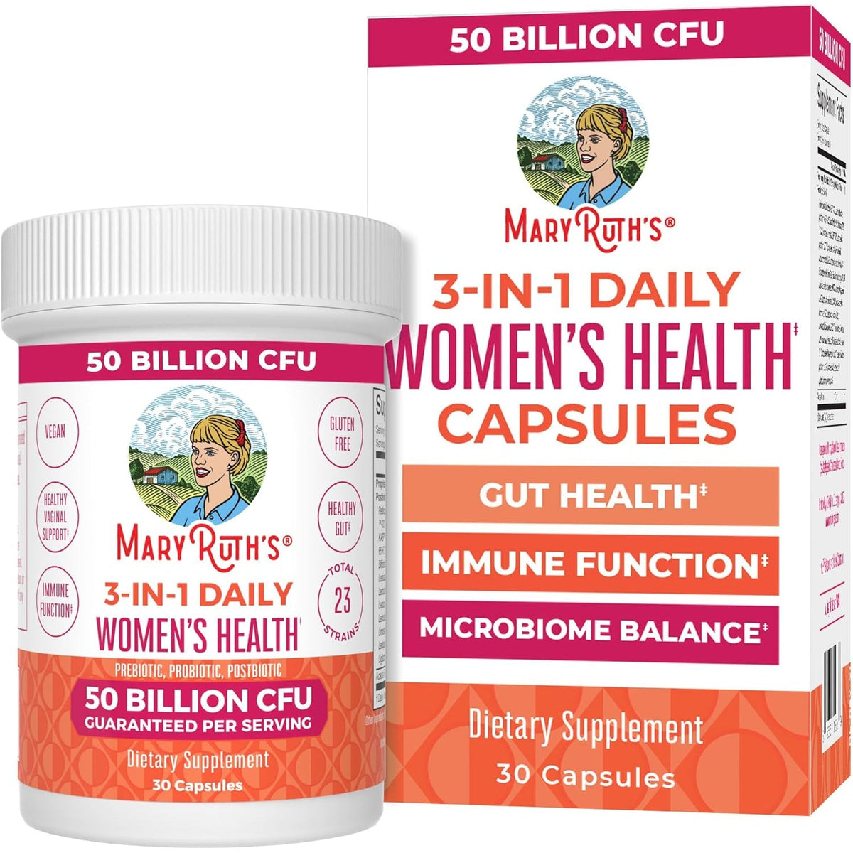 MARYRUTH'S 3-In-1 Daily Health Probiotics for Women | Hormone Support & Gut Health Supplement for Women | Women’S Probiotic | 50 Billion CFU | Vegan | 30 Ct