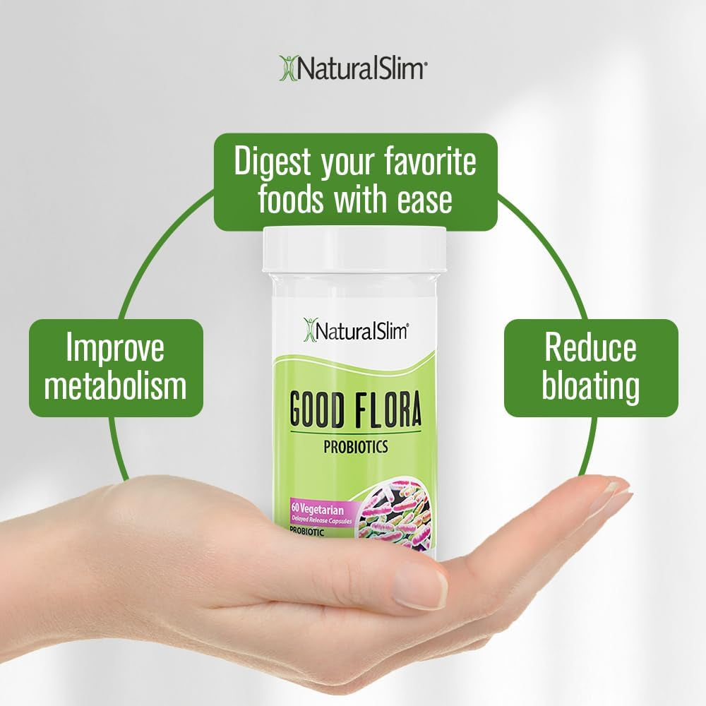 Naturalslim Good Flora, Probiotics for Women & Men - Gut Health Supplements with 7 Powerful Strains for De-Bloating & Vitality - Probiotics for Digestive Health, 60 Vegetarian Capsules, Solo