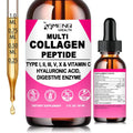 Multi Collagen Peptides Liquid Drops for Women & Men, Hydrolyzed Collagen Peptides Type (I, II, III, V, X)Proteins Complex W. Hyaluronic Acid, Biotin & Vitamin C, Support Hair Skin Joint & Gut Health