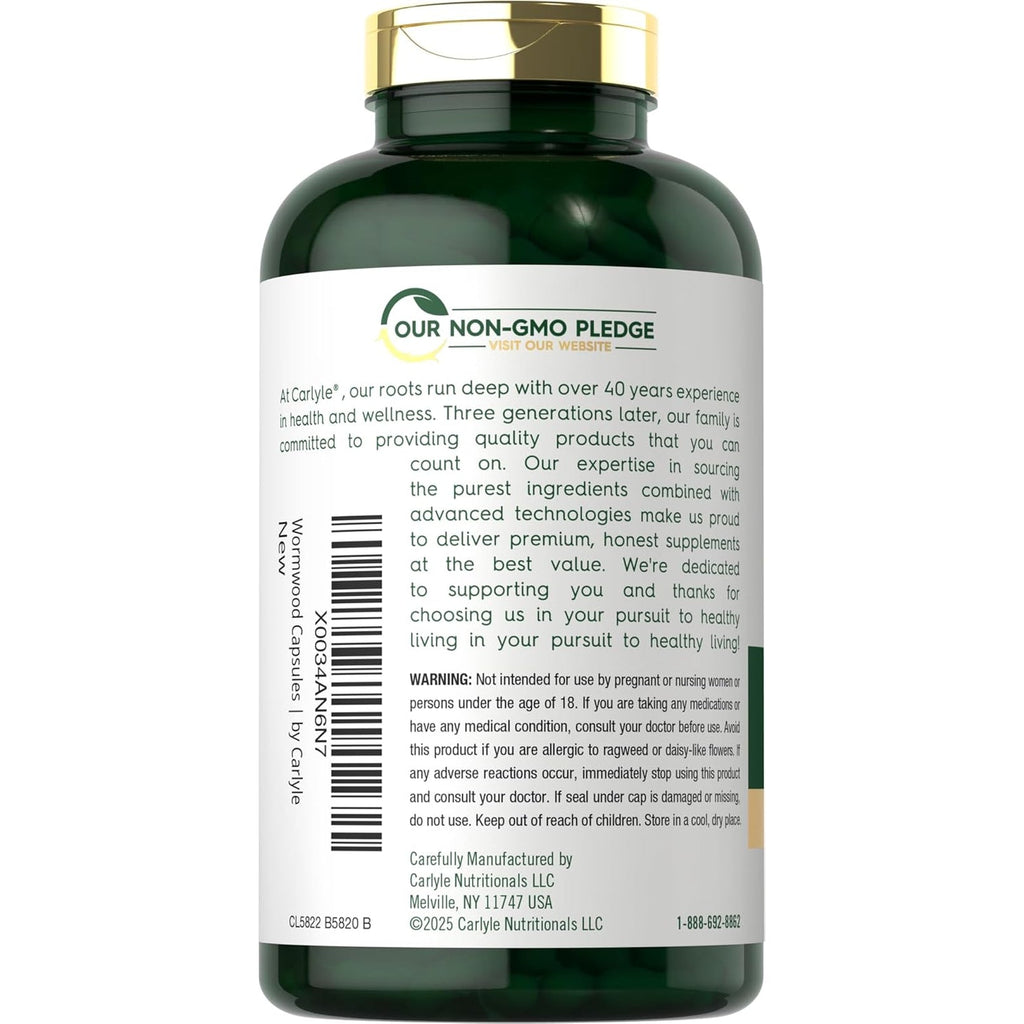 Carlyle Wormwood Capsules | Artemisia Annua Herb | 200 Count | Non-Gmo & Gluten Free Supplement