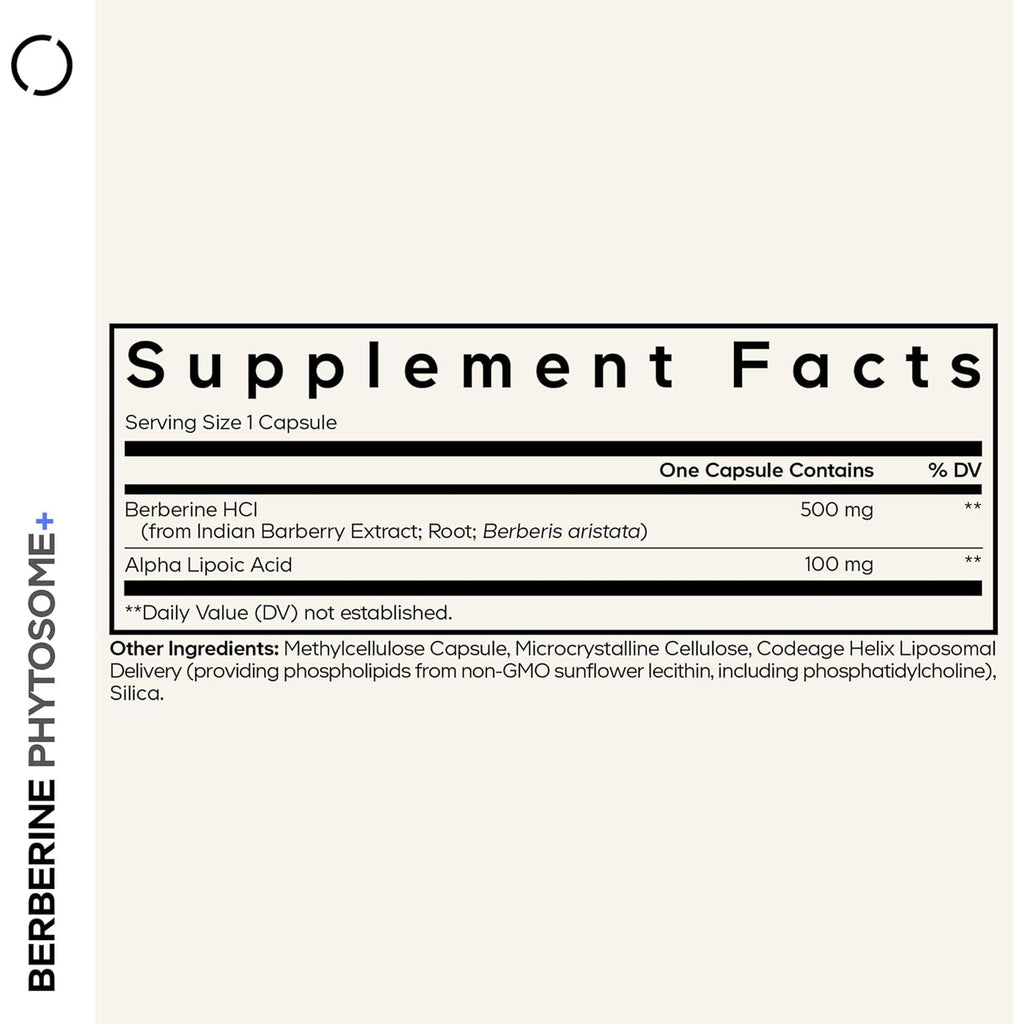Codeage Berberine Phytosome Supplement - Berberine HCL, Alpha Lipoic Acid, Phospholipid Complex - 2-Month Supply - Berberine HCL - Berberine Hydrochloride - Gluten-Free, Non-Gmo - 60 Capsules