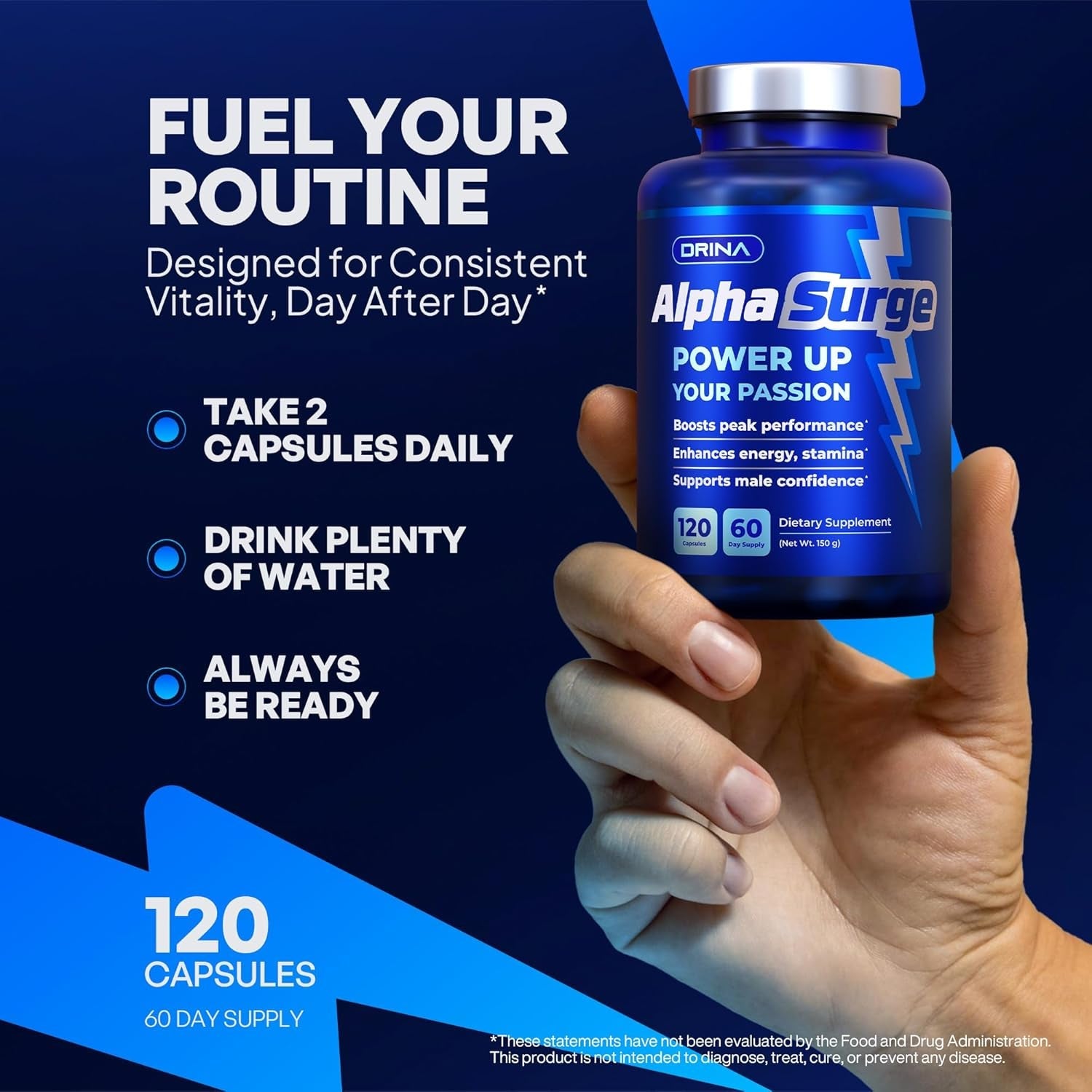 Pills for Men Fast Acting - Male Enhancing Supplement Testosterone Booster - Blood Flow, Libido, Size, Girth, Hardness, Stamina, Enlargement, Growth - Natural Performance Enhancer - 2 Month Supply