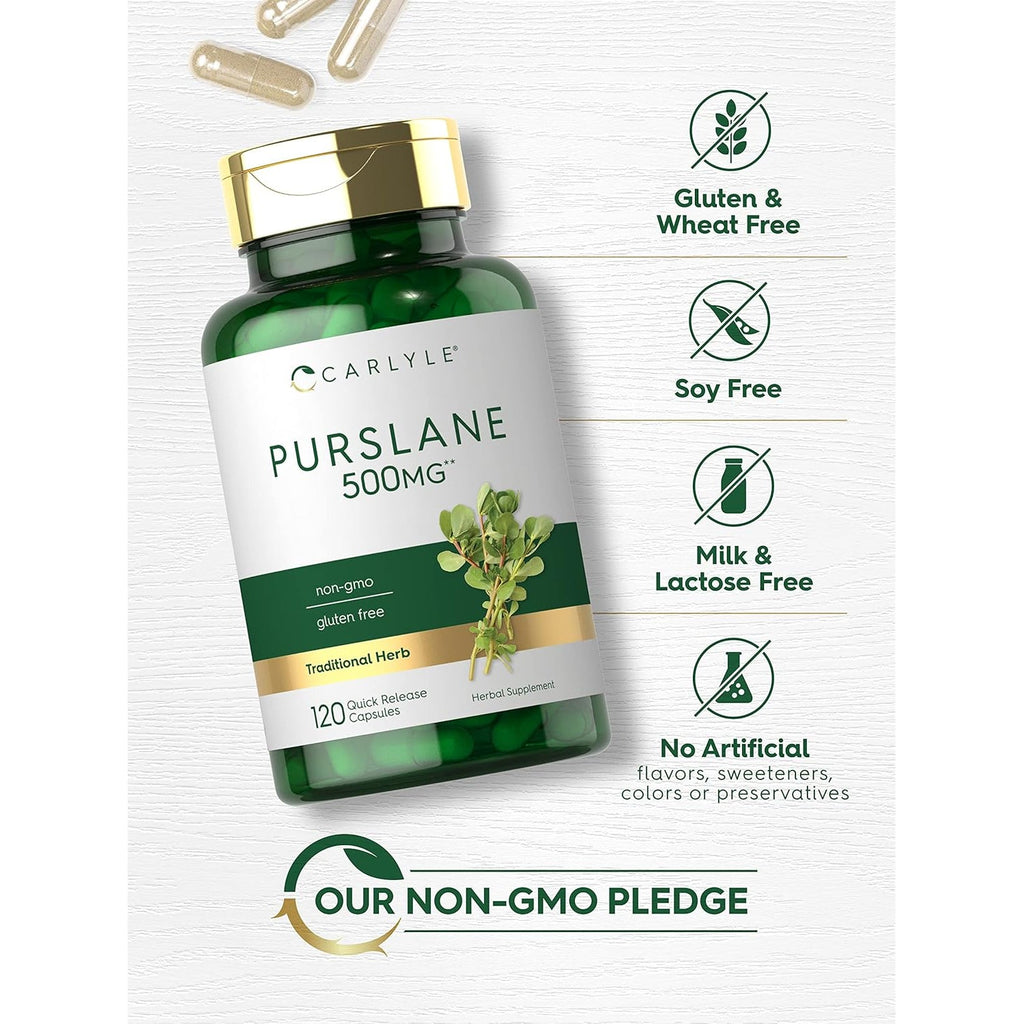 Carlyle Purslane Capsules | 120 Count | Portulaca Oleracea Extract | Non-Gmo, Gluten Free Supplement