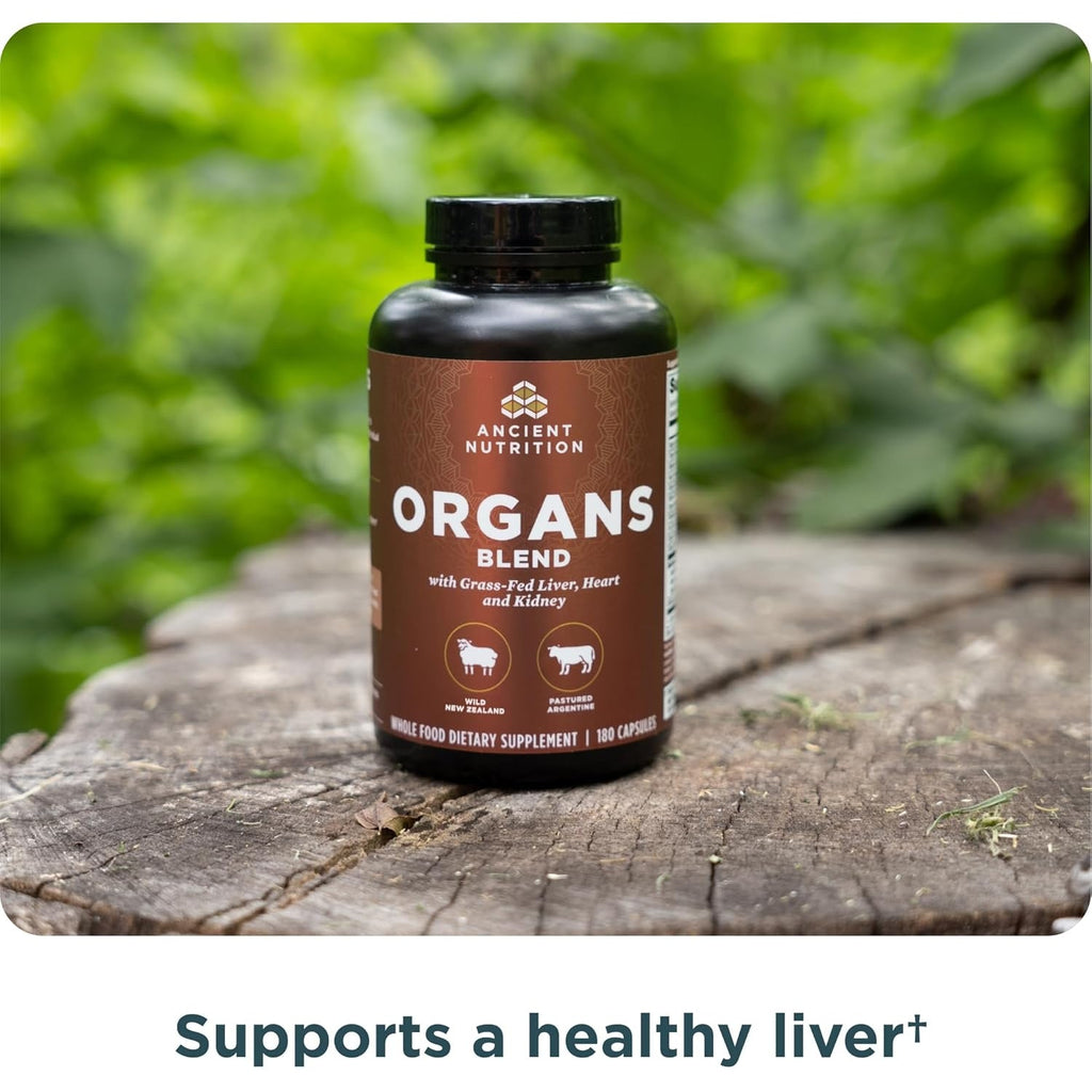 Ancient Nutrition Organ Supplements, Grass-Fed and Wild Organ Complex Capsules, Liver, Heart, Kidney Supports Organ, Cognitive, and Immune System Health, 180 Ct