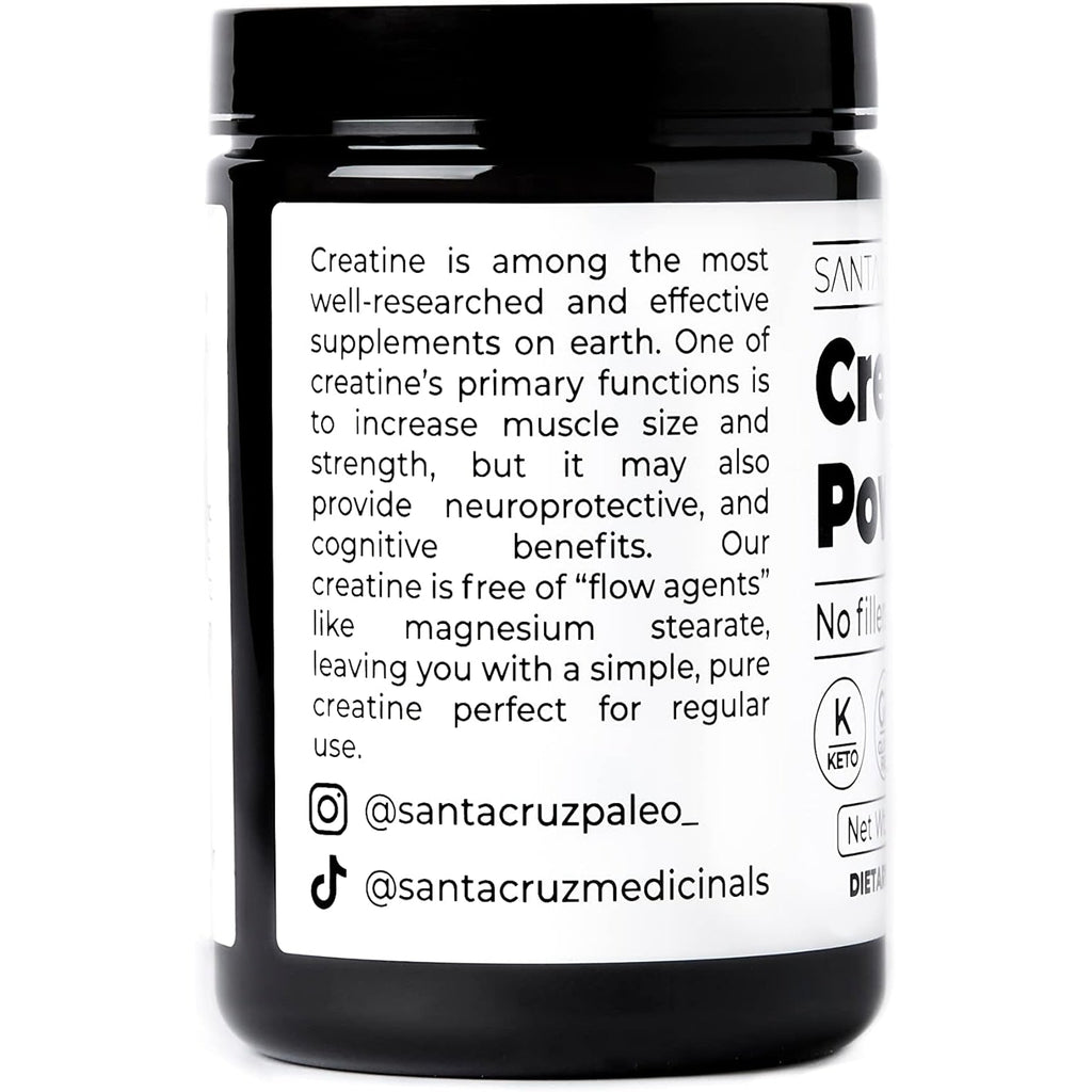 Santa Cruz Paleo, Creatine Monohydrate Powder Micronized, Unflavored Pre Workout and Muscle Support Supplement, Gluten Free Keto, Mix with Water or Shakes, No Fillers or Additives, 80 Servings, 400G