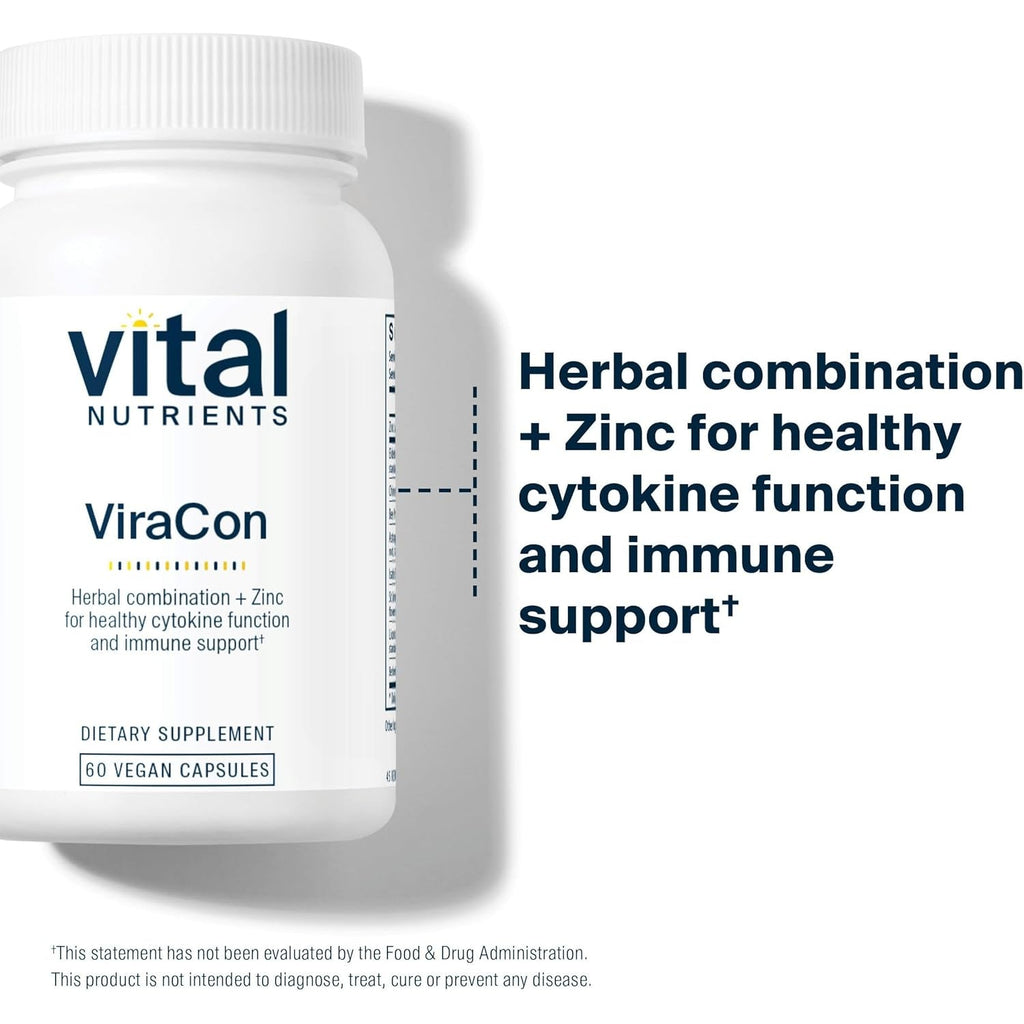Vital Nutrients Viracon - Vegan Immune Support Supplement* - Zinc, Elderberry, Licorice Root Extract, & Other Herbs for Comprehensive Immune Support - Gluten, Dairy, Soy Free - Non-Gmo - 60 Capsules