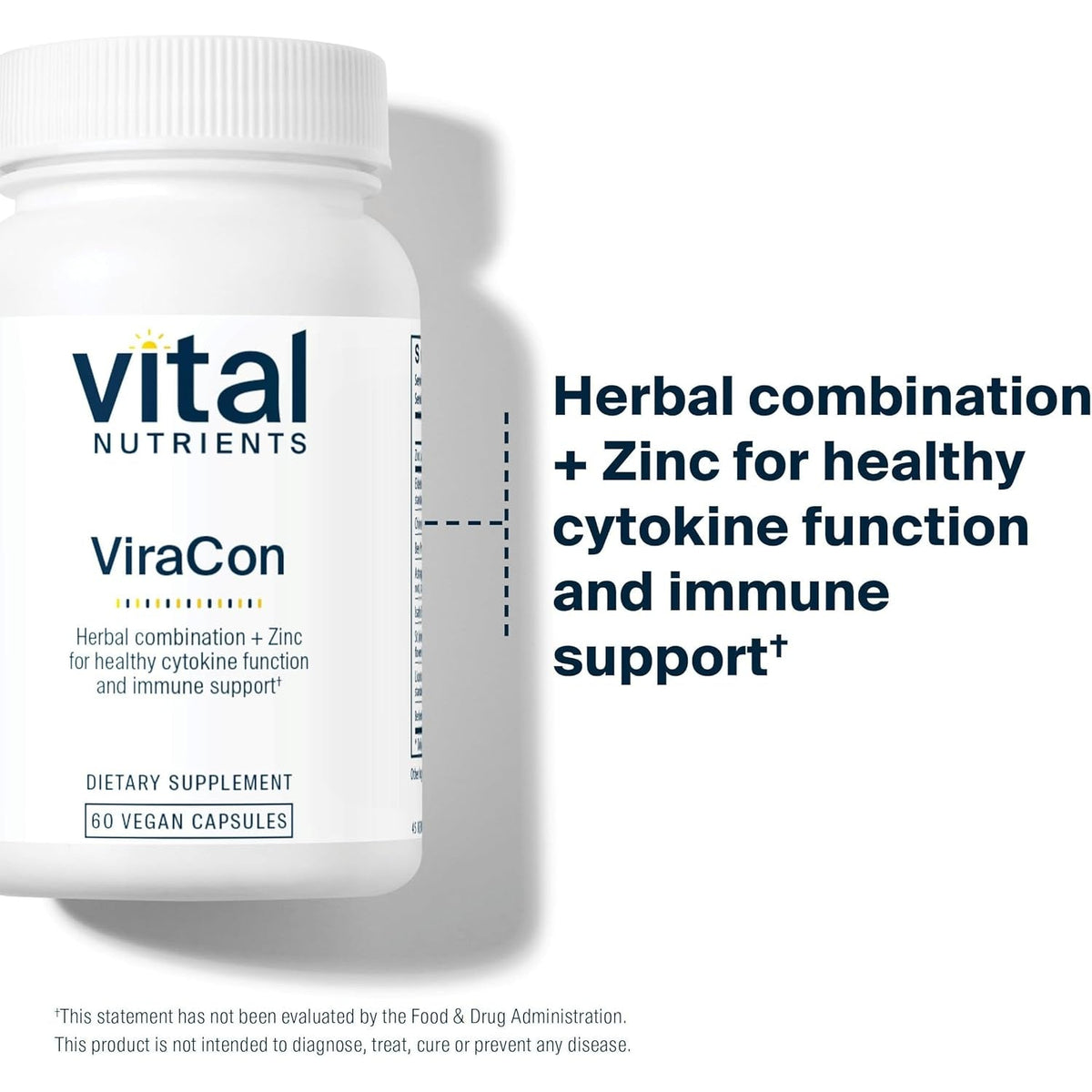 Vital Nutrients Viracon - Vegan Immune Support Supplement* - Zinc, Elderberry, Licorice Root Extract, & Other Herbs for Comprehensive Immune Support - Gluten, Dairy, Soy Free - Non-Gmo - 60 Capsules