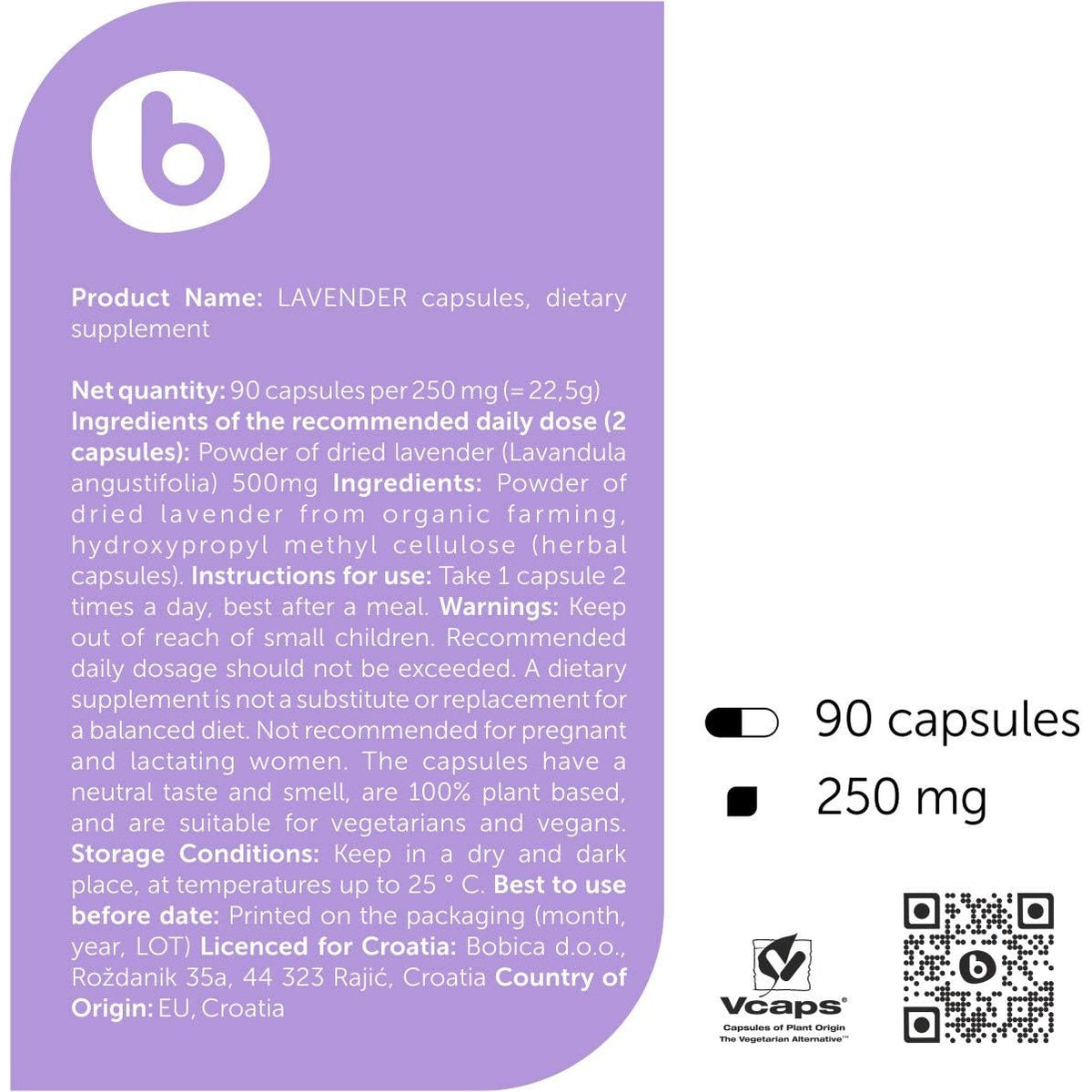 Organic Lavender Capsules - Lavender Pills for Relaxation and Balance - Supports Calm Mind and Body - Natural Supplement - Non-Gmo, Gluten-Free – 90 Vegan Capsules