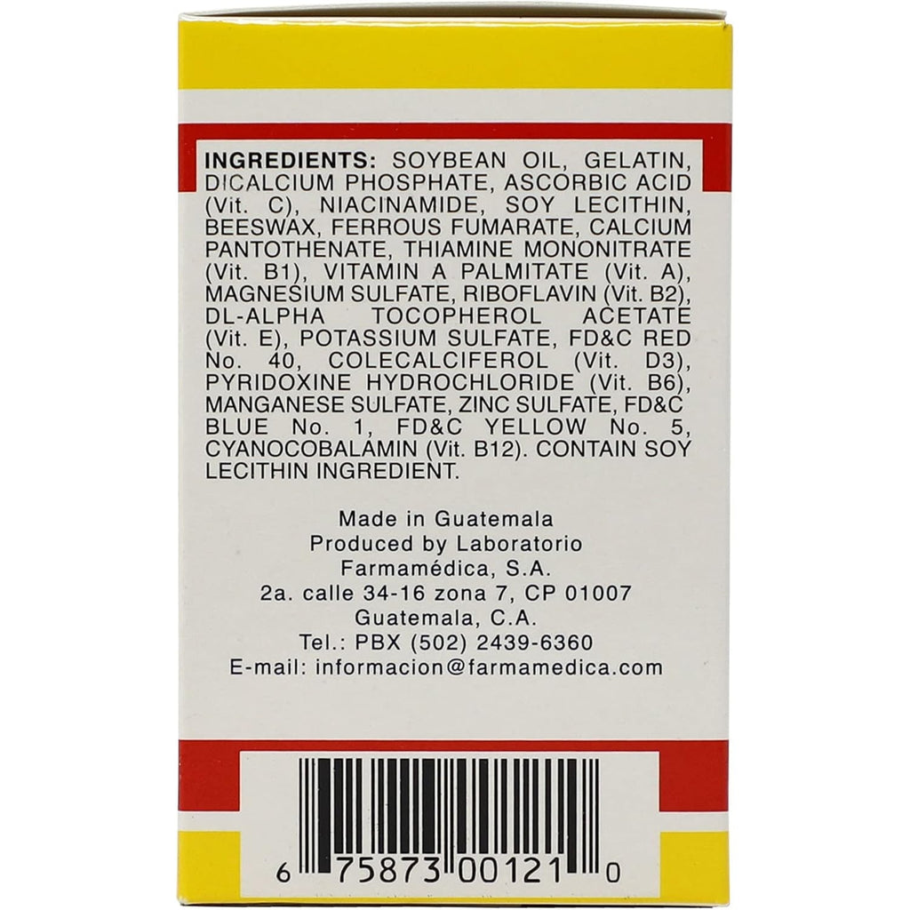 Vital Fuerte, Vitamins and Minerals Supplement, 30 Capsules, Bottle.