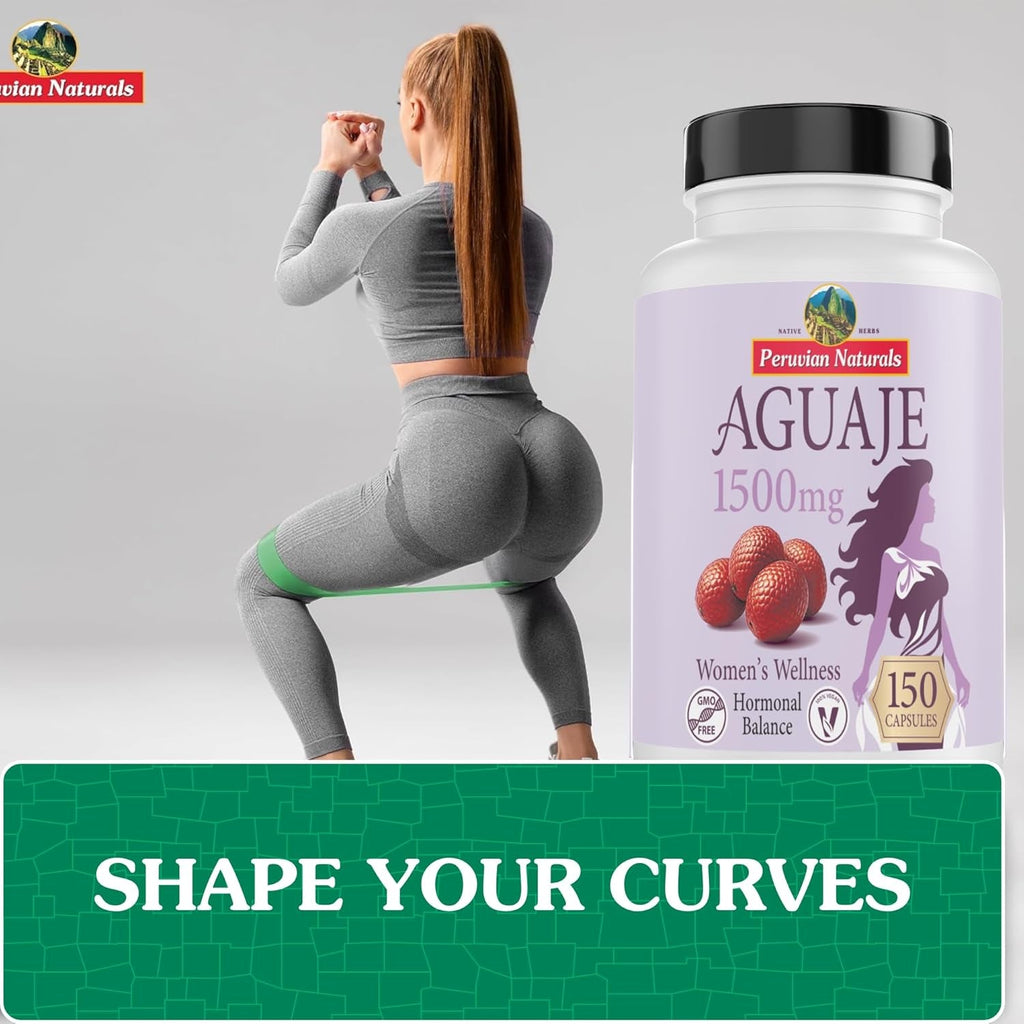 Peruvian Naturals Aguaje Capsules for Women 150 Pills - Natural Curves for Female Health Supplement, Powerful Hormone Balance, Buriti Fruit, Non-Gmo, Vegan