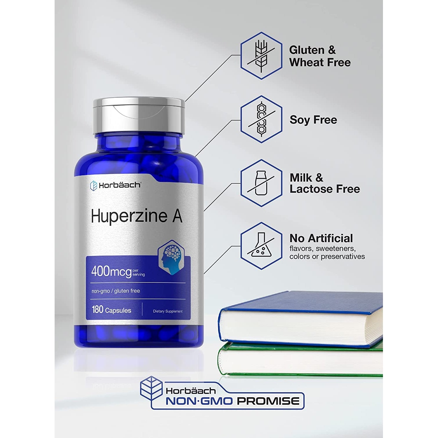 Horbäach Huperzine a 400Mcg | 180 Capsules | Non-Gmo, Gluten Free Supplement