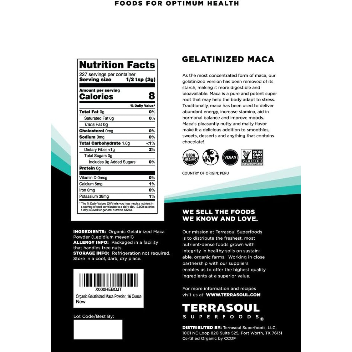 Terrasoul Superfoods Organic Gelatinized Maca Powder, 16 Oz, Hormone Balance, Energy Boost, and Superfood Smoothies with Peruvian Maca Root, Gelatinized for Easy Digestion