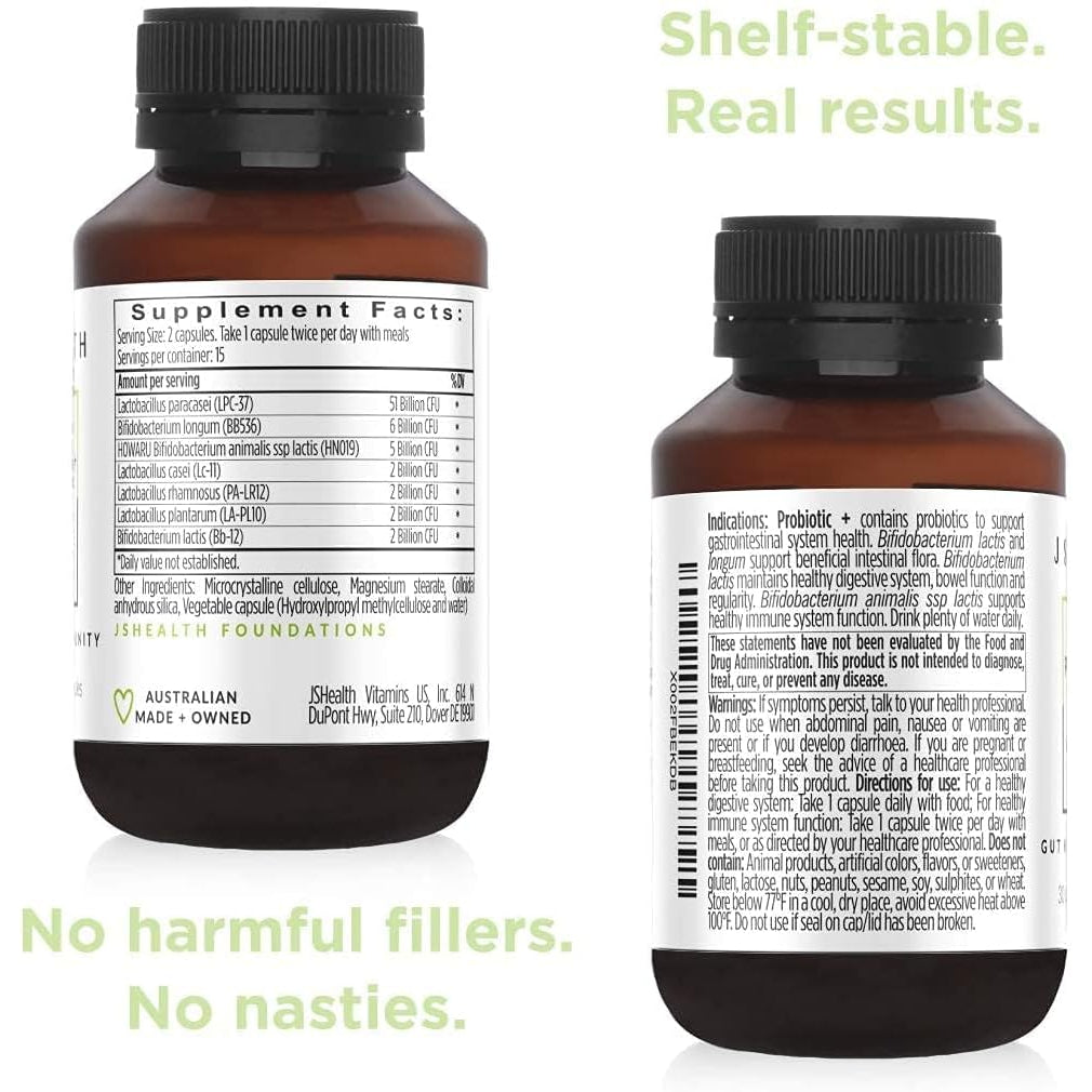 Jshealth Multi-Strain Probiotic Supplement. Advanced Gut Health Formula with 5 Clinically Studied Strains. Shelf-Stable, Vegan. by Nutritionist Jessica Sepel (30 Capsules)