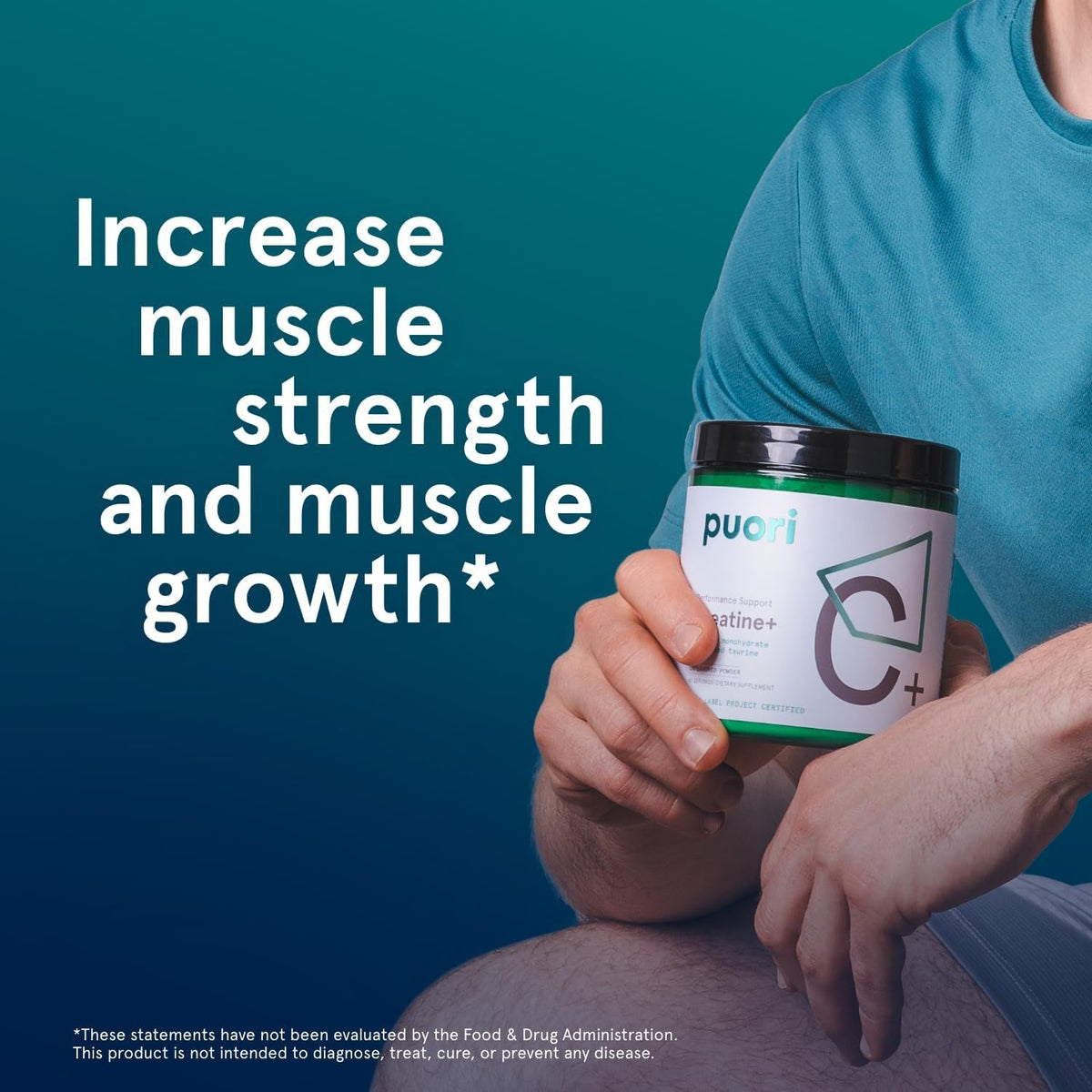 Puori Creatine Monohydrate Powder with Taurine - Unflavored Creatine Powder, Pre-Workout Supplement for Men & Women - Muscle Builder, Enhanced Workout Performance & Strength Building - 60 Servings