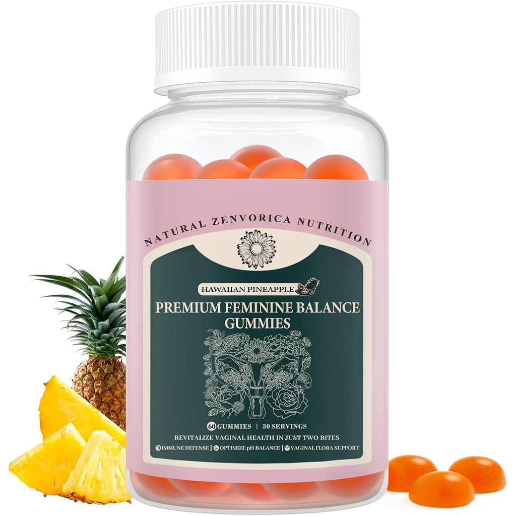 Premium Feminine Balance Gummies for Women - Hawaiian Pineapple Ph Balance Probiotic Gummies for Odor and Flora Wellness, Immune Support, Vegan, 60 Count