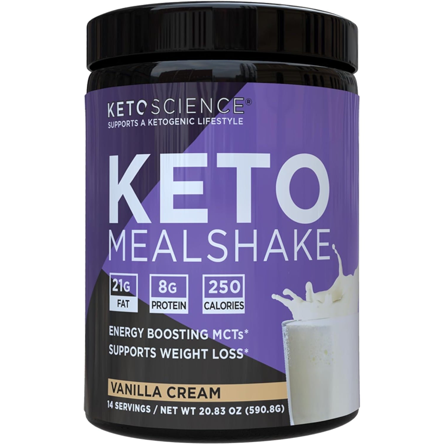 Keto Science Ketogenic Meal Shake Vanilla Dietary Supplement, Keto Protein, Rich in Mcts and Protein, Packed with Collagen, Vitamins and Minerals, Keto and Paleo Friendly, Weight Loss, (14 Servings), 20.49 Oz