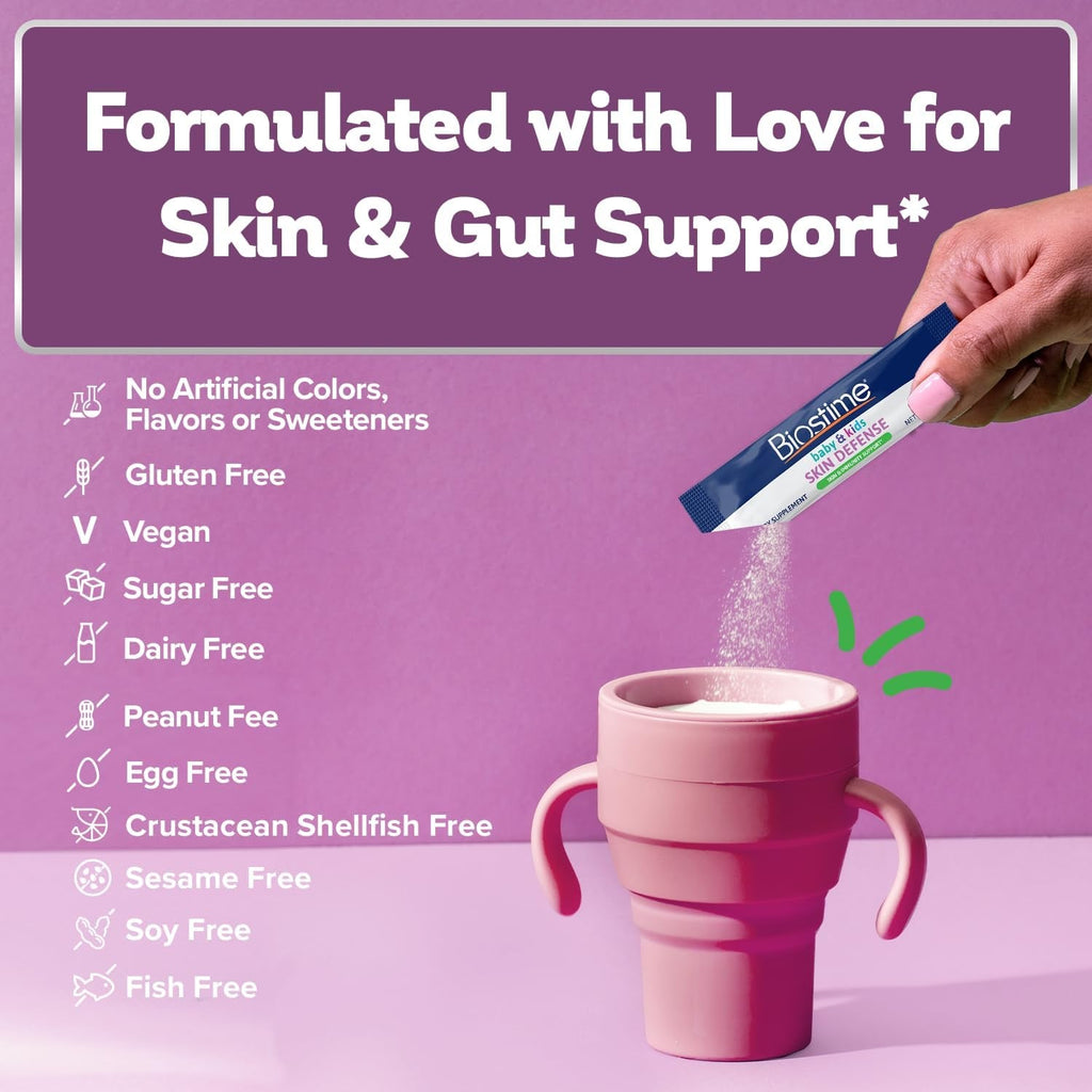 Biostime Baby & Kids Skin Defense | Helps Protect from Skin Inflammation † | 5 Billion Cfus | Gut Support | Clinically Tested Probiotics Strains | 28 Sachets