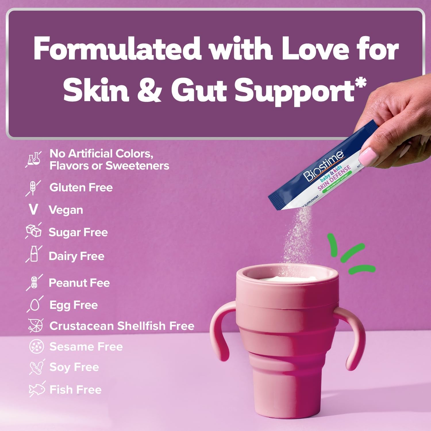 Biostime Baby & Kids Skin Defense | Helps Protect from Skin Inflammation † | 5 Billion Cfus | Gut Support | Clinically Tested Probiotics Strains | 28 Sachets