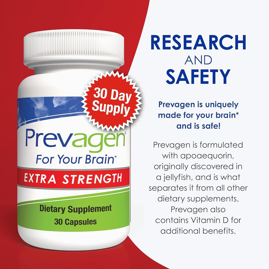 Prevagen Extra Strength - 30 Capsules (1 Month Supply) | Formulated for Your Brain | 20Mg of Apoaequorin plus Vitamin D3 with 7-Day Pill Minder
