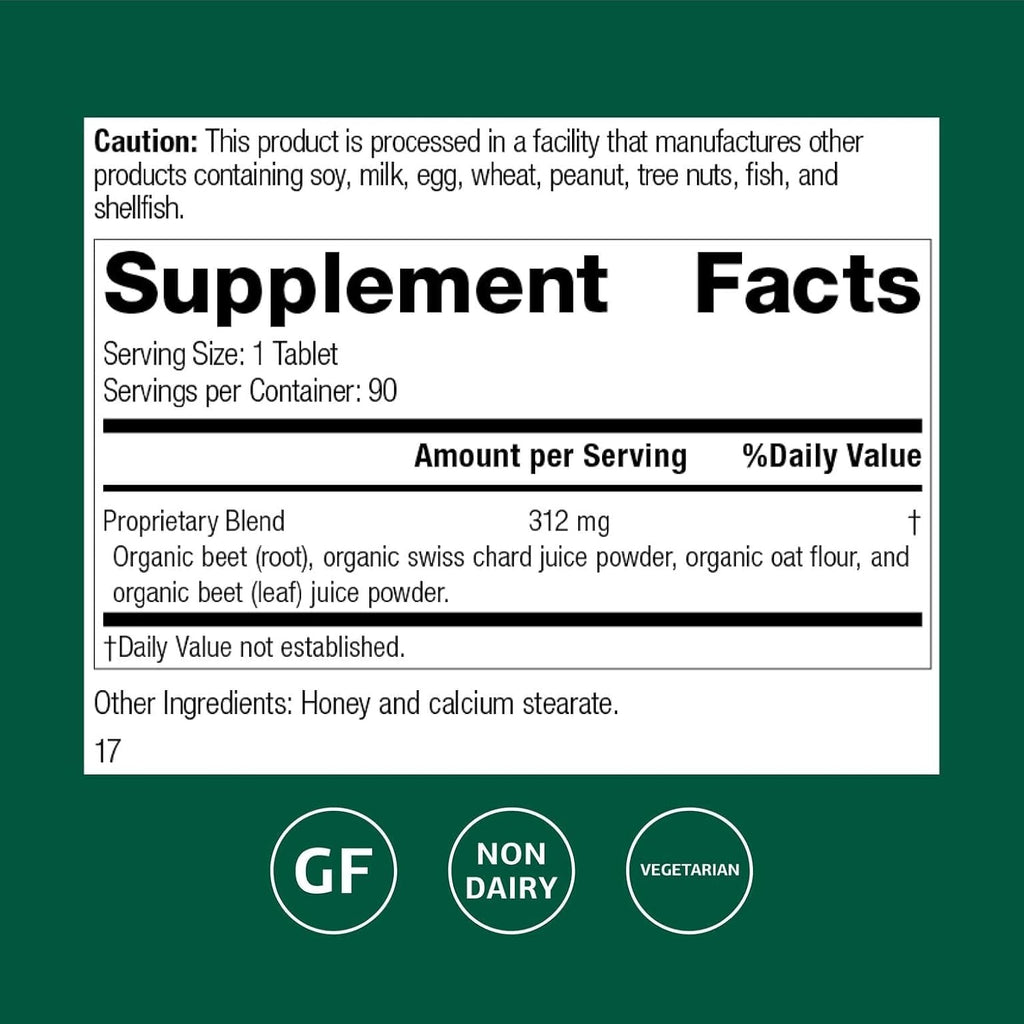 Standard Process Betafood - Supports Digestion & Intestinal Function with Beets - Aids a Healthy Heart & Liver Health - Gluten-Free, Non-Dairy & Non-Soy - 90 Tablets (90 Servings)