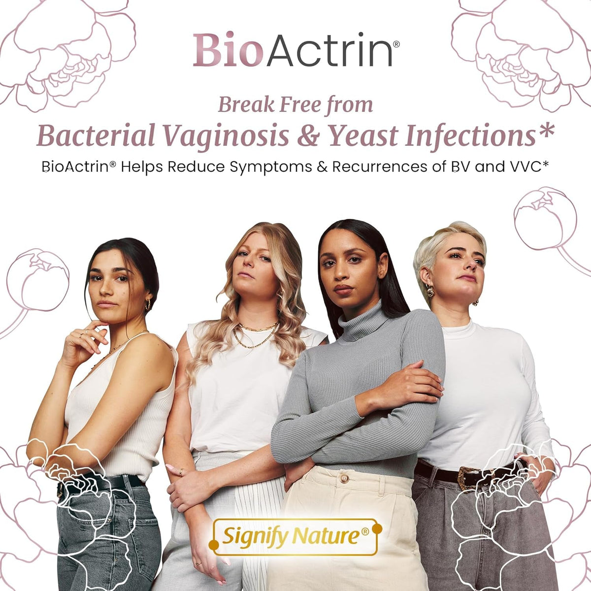 SIGNIFY NATURE Bioactrin Vaginal Probiotics for Women - Bacterial Vaginosis & Yeast Infection Treatment - BV Probiotic - Ph Vaginitis Support-28 Pills